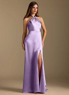 Azazie Tracie Brautjungfernkleider A-Linie Plissee Metallischer Satin Kleid Flieder image5