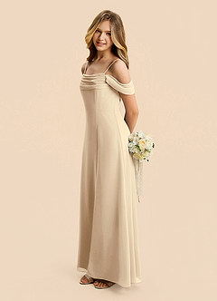 Azazie Lilly Junior Champagne A-Line Pleated Chiffon Dress image3