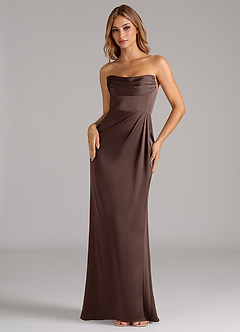 Azazie Johana Bridesmaid Dresses Ganache Mermaid Off the Shoulder Stretch Satin Convertible Dress image5