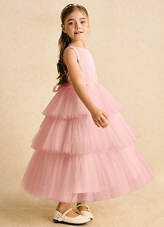 Azazie Marshmallow vestidos de niña de las flores Vestido de Rosetón de Tul de Princesa con Lazo image3