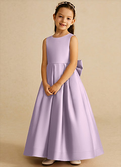 Azazie Cailee Blumenmädchenkleider Ballkleid Plissee Matte Satin Kleid Frostiges Flieder image4