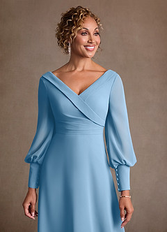 Azazie Paterson 신부의 어머니 드레스 A라인 주름진 쉬폰 발목 길이 드레스 image6