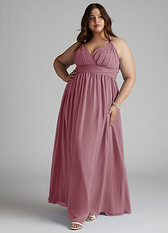 Azazie Ashia Bridesmaid Dresses Vintage Mauve A-Line Pleated Chiffon Dress image7