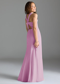 Azazie Rue Junior Robe Sirène en Mousseline de soie Fente Latérale Rose Bonbon image5