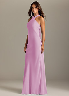 Azazie Doretta Bridesmaid Dresses Candy Pink Mermaid Pleated Chiffon Dress image4