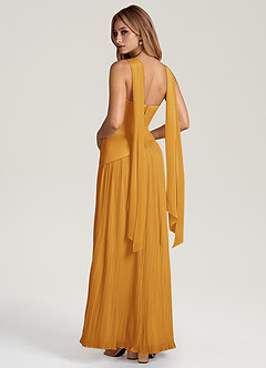 Azazie Tierney Bridesmaid Dresses Butterscotch A-Line Strapless Chiffon Convertible Dress image4