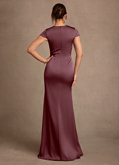 Azazie Rilda Suknie dla Matki Panny Młodej Osłona Koronka Satyna elastyczna Długość podłogi Sukienka image3