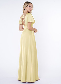 Azazie Lani Brudtärnklänningar Klä av A-Linje i Stretch Satin Volangärm Citronsorbet image5