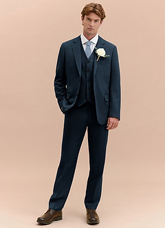 front James Navy Blue Structured Stretch 3-piece suit