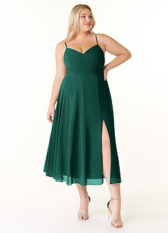 Azazie Clarissa Brautjungfernkleider A-Linie V-Hals Chiffon Kleid Smaragd image7