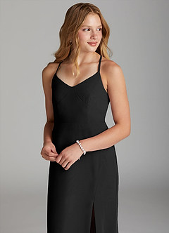 Azazie Becca Junior Black Mermaid Chiffon Dress image3
