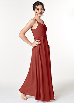 Azazie Janine Junior Terracotta A-Line Chiffon Dress image3