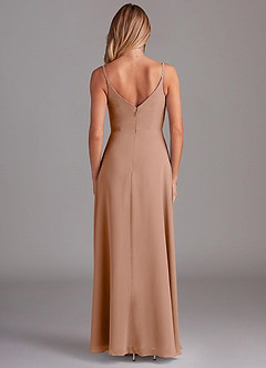Azazie Daenerys Brautjungfernkleider A-Linie Kutte Chiffon Kleid Champagner Rosa image2