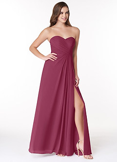 Azazie Arabella Allure Vestidos de damas de honor Vestido de Mora de Gasa de Corte en A Convertible con Escote de Corazón image5
