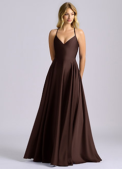 Azazie Truce Abiti da Damigella Abito A-Line in Raso Elasticizzato Ganache image1