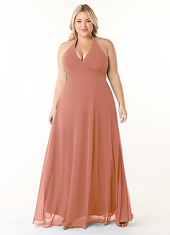 Azazie Tessie Bridesmaid Dresses MAI TAI A-Line V-Neck Pleated Chiffon Dress image6