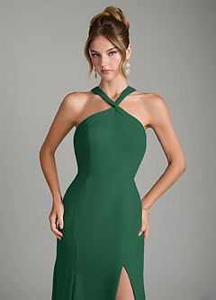 Azazie Rue Bridesmaid Dresses Dark Green A-Line Halter Chiffon Dress image3