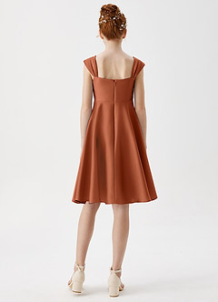 Azazie Amira Junior Cedar Rose A-Line Pleated Stretch Satin Dress image2