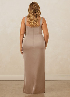 Christian Siriano Bridal for Azazie 1017 Robes de demoiselle d'honneur Robe Fourreau en Satin extensible Encolure en Forme de Cœur Taupe image11