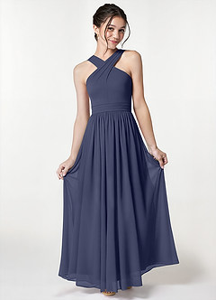 Azazie Jiya Junior Stormy A-Line Pleated Mesh Dress image1