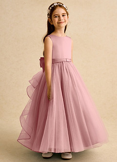 Azazie Lior Flower Girl Dresses Dusty Rose Ball-Gown Pleated Tulle Dress image3