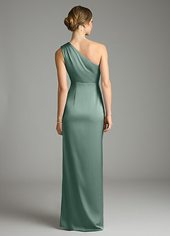 Azazie Emorie Venta Final Vestido de Eucalipto de Satén Elástico de Corte Recto con Hombro unilateral image6