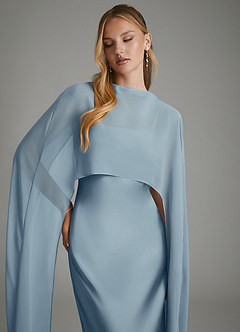 Azazie Nova Robes de demoiselle d'honneur Robe Fourreau Convertible en Satin extensible Bustier Bleu Poussiéreux image3
