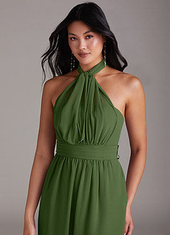Azazie Lamara Jurken voor bruidsmeisjes Converteerbaar Jumpsuit van Chiffon Off the Shoulder Olijf image2
