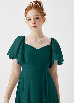 Azazie Chloe Junior Peacock A-Line Sweetheart Neckline Chiffon Dress image6