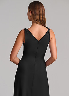 Azazie Nerine Brudtärnklänningar Klä av A-Linje i Chiffong Plisserad Svart image7