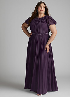 Azazie Kara Modest Bridesmaid Dresses A-Line Pleated Chiffon Floor-Length Dress image4