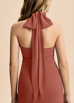 Azazie Velli Junior Meerjungfrau-Linie Hoher Kragen Chiffon Kleid Rotbraun image6