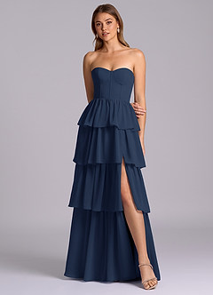Azazie Faye Bridesmaid Dresses Dark Navy A-Line Sweetheart Neckline Chiffon Dress image4