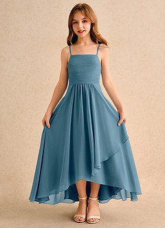Azazie Twilight Dance Girls Formal Blumenmädchenkleider A-Linie Plissee Chiffon Kleid Bermudablau image6