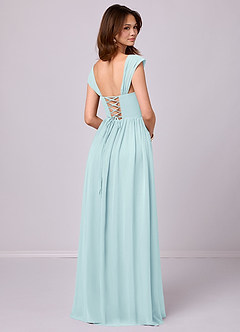 Barbie ♥ Azazie Bridesmaid Dresses Sea Glass A-Line Corset Chiffon Dress image9