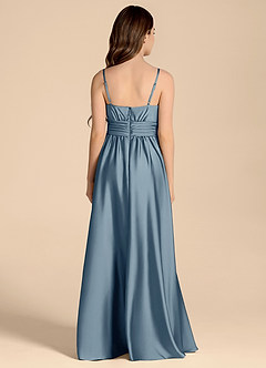 Azazie Catalina Junior Jurk van Stretch Satijn met A-Lijn Sweetheart Halslijn Stoffig Blauw image2