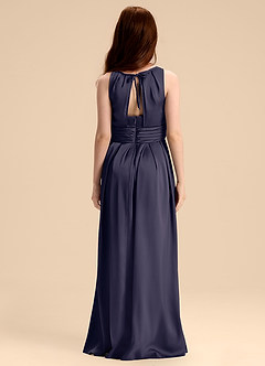 Azazie Bibiane Junior Stormy A-Line Pleated Stretch Satin Dress image2