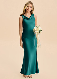 Azazie Rylina Junior Peacock Mermaid Stretch Satin Dress image3