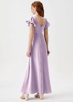 Azazie Omari Junior Frosted Lilac A-Line Pleated Stretch Satin Dress image2