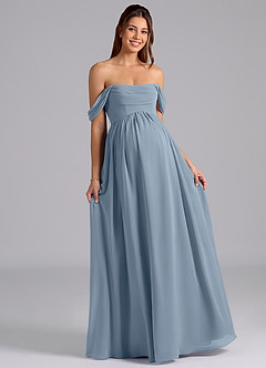Azazie Saige Maternity Bridesmaid Dresses A-Line Pleated Chiffon Floor-Length Dress image4