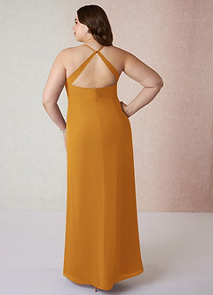 Azazie Manila Bridesmaid Dresses Butterscotch Sheath V-Neck Chiffon Dress image8