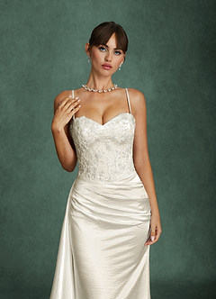 Azazie Angel Wedding Dresses Antique White Mermaid Strapless Charmeuse Dress image4