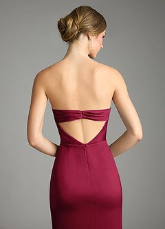 Azazie Leonis Bridesmaid Dresses Burgundy Mermaid Pleated Stretch Satin Convertible Dress image7