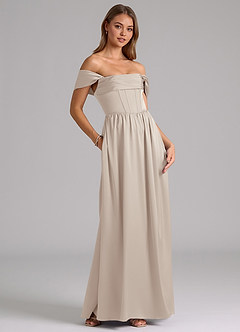 Azazie Hattie Robes de demoiselle d'honneur Robe Trapèze en Satin extensible Corset Givre image4