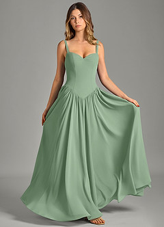 Azazie Evadina Suknie dla druhen Linia A Gorset Szyfon Do ziemi Sukienka image1