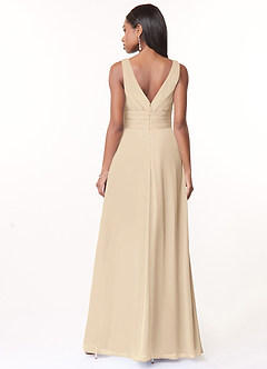 Azazie Julianna Bridesmaid Dresses Champagne A-Line Chiffon Dress image2