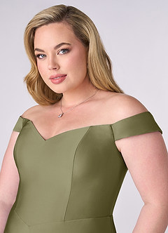 Barbie ♥ Azazie Bridesmaid Dresses Pistachio A-Line Off the Shoulder Stretch Satin Convertible Dress image11
