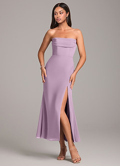 Azazie Saige Bridesmaid Dresses Wisteria Sheath Off the Shoulder Chiffon Convertible Dress image6