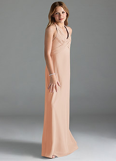 Azazie Tessie Junior A-Linie Plissee Chiffon Kleid Englisches Rosa image4