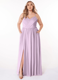 Azazie Cora Bridesmaid Dresses Frosted Lilac A-Line Pleated Chiffon Dress image6